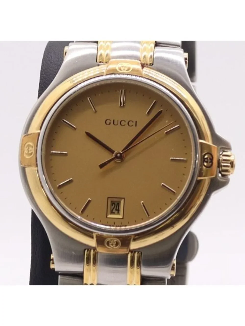Gucci Quartz Date Gold Dial Watch
